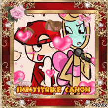 a picture of two cartoon characters in a frame with the words ministry of canon on the bottom