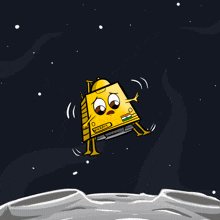 a cartoon drawing of a yellow object with the name mikram on the side