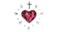 a red heart with a cross in the middle