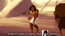 a cartoon of a man saying " stop it stop it leave that alone "