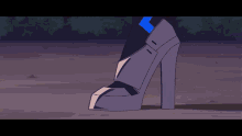 a cartoon drawing of a robot 's foot wearing a high heel