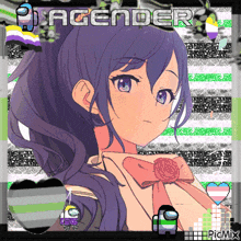 a picture of a girl with the words " agender " written above her