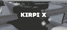 a black and white image with the word kirpi x