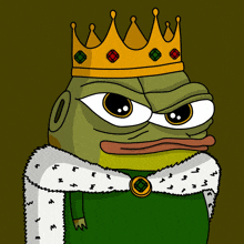 a cartoon of a frog wearing a crown and a robe