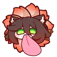 a cartoon drawing of a cat with a flower in the background