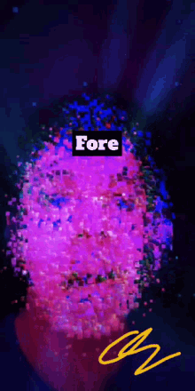 a purple background with the word fore in a square
