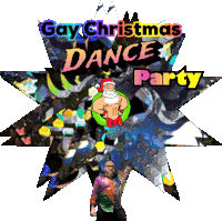 a poster for a gay christmas dance party with santa claus