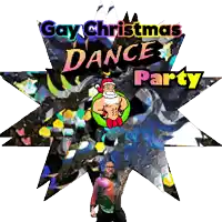 a poster for a gay christmas dance party with santa claus