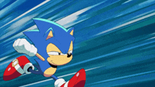 a cartoon of sonic the hedgehog running in the air
