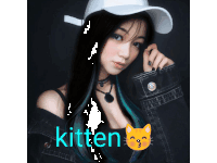 a picture of a woman with the word kitten written on it