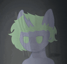 a drawing of a cat with green hair
