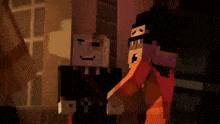 a minecraft character is standing in front of a framed picture