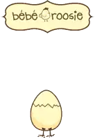 a cartoon of a chicken with a sign that says bebe roosie on it