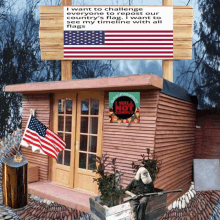 America Flag Old Cabin GIF - America Flag Old Cabin Billboard Flag GIFs