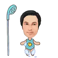 a cartoon of a man taking a shower with a shower head