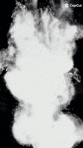 a black background with a white explosion and the word capcut on the bottom