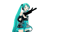 hatsune miku is holding a gun in her hands