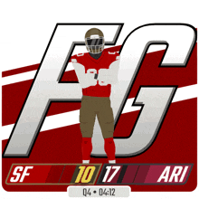 a football player is standing in front of a fg logo
