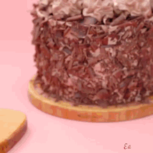 a close up of a chocolate cake on a cutting board