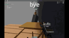 a screenshot of a video game that says bye on the bottom