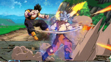a cartoon of a man kicking another man in the face in a video game