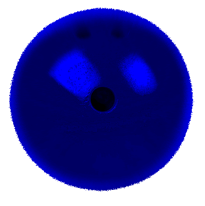 a dark blue circle with a black hole in the middle