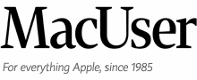 the macuser logo is black and white and says " for everything apple since 1985 "