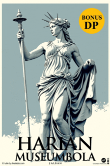 a poster of the statue of liberty with the words harian museumbola