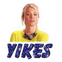 a sticker of a woman with the word vikes