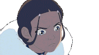 a close up of a cartoon character 's face on a white background