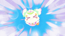 a cartoon character with a crown and hearts on his head