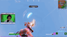 a screen shot of a video game with a green screen and a purple border