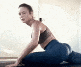 Brie Larson Blue GIF - Brie Larson Blue Yoga GIFs
