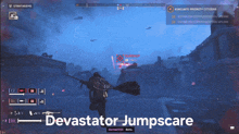 a video game called devastator jumpscare is being played on a computer screen