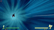 a video game screen shows a person flying through the air with the number 1 on the left