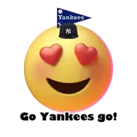 an animated smiley face with a yankees hat on top of it
