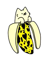 a cat is sticking its paw out of a banana peel