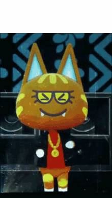 a cartoon cat wearing sunglasses and a chain around its neck