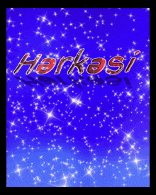 a blue background with the word herkesi in red letters
