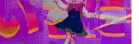 a pixelated image of a girl in a blue dress