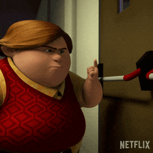 a cartoon character with the word netflix in the corner
