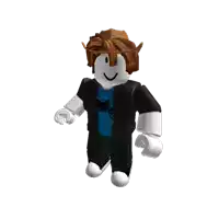 a roblox character is wearing a blue shirt and a black jacket