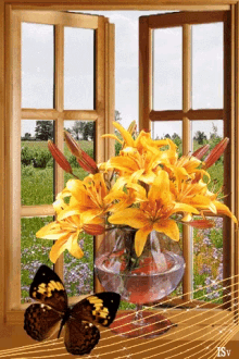 windowpane butterfly flowerpot