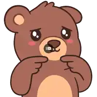 a cartoon drawing of a brown teddy bear with a video playing in his mouth
