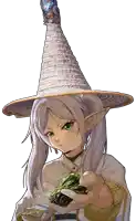 a drawing of a girl wearing a cone hat