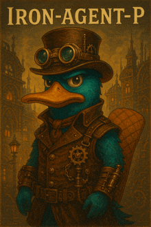 a perry the platypus wearing a top hat and goggles