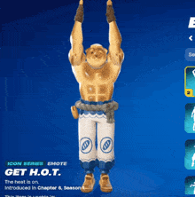 a cartoon character is dancing with the words get h.o.t. below him