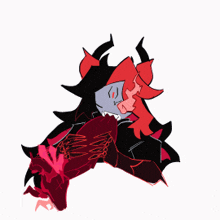 a cartoon drawing of a demon with a red tongue sticking out