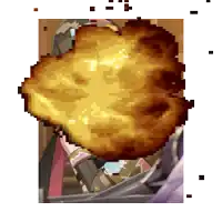 a pixel art drawing of a person holding a large piece of food