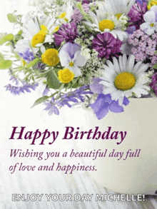 a birthday card with flowers and the words happy birthday
